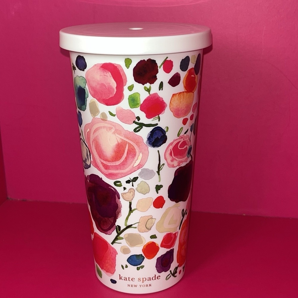 Kate Spade NY Floral Travel Insulated Plastic Tumbler 20oz w/Lid